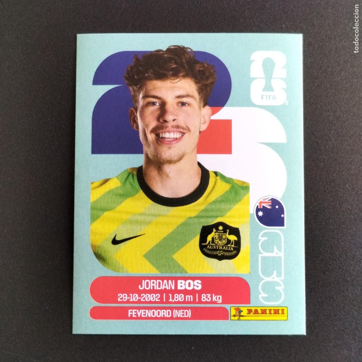 Cromos de f&uacute;tbol: AUS 6 JORDAN BOS AUSTRALIA CROMOS STICKER MUNDIAL 26 2026 FIFA WORLD CUP PANINI