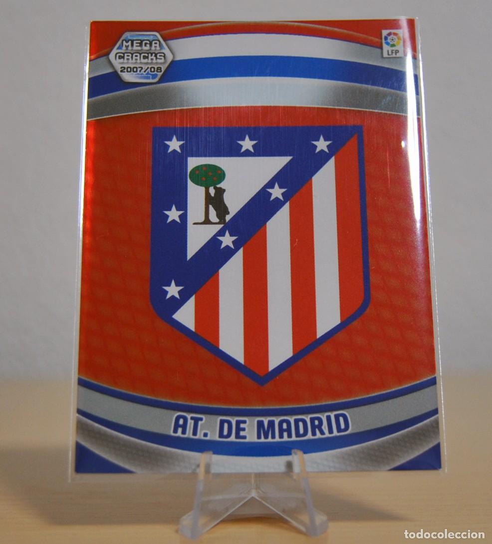 Football Stickers: Escudo Atl&eacute;tico de Madrid, n&ordm;37 (Atl&eacute;tico de M.). Colecci&oacute;n Cromos MegaCracks 2007-2008. Panini.