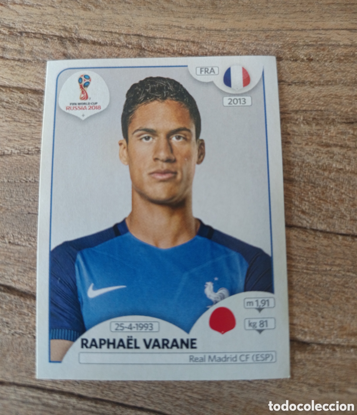Cromos de f&uacute;tbol: Cromo Mundial 2018 Francia Varane 195 Panini