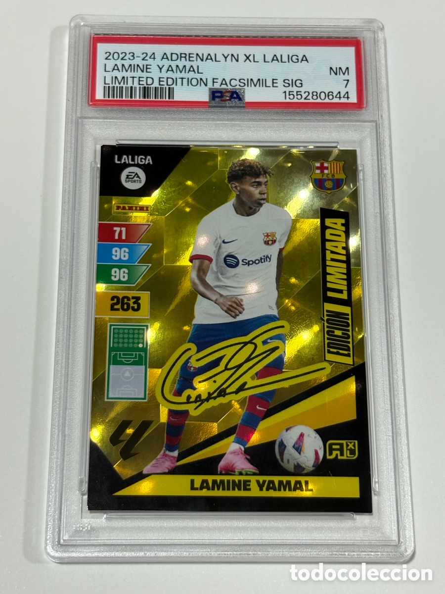 Cromos de f&uacute;tbol: Lamine Yamal PSA 7 Edicion Limitada Firma Adrenalyn 23 24 Rookie 2023-24 Auto