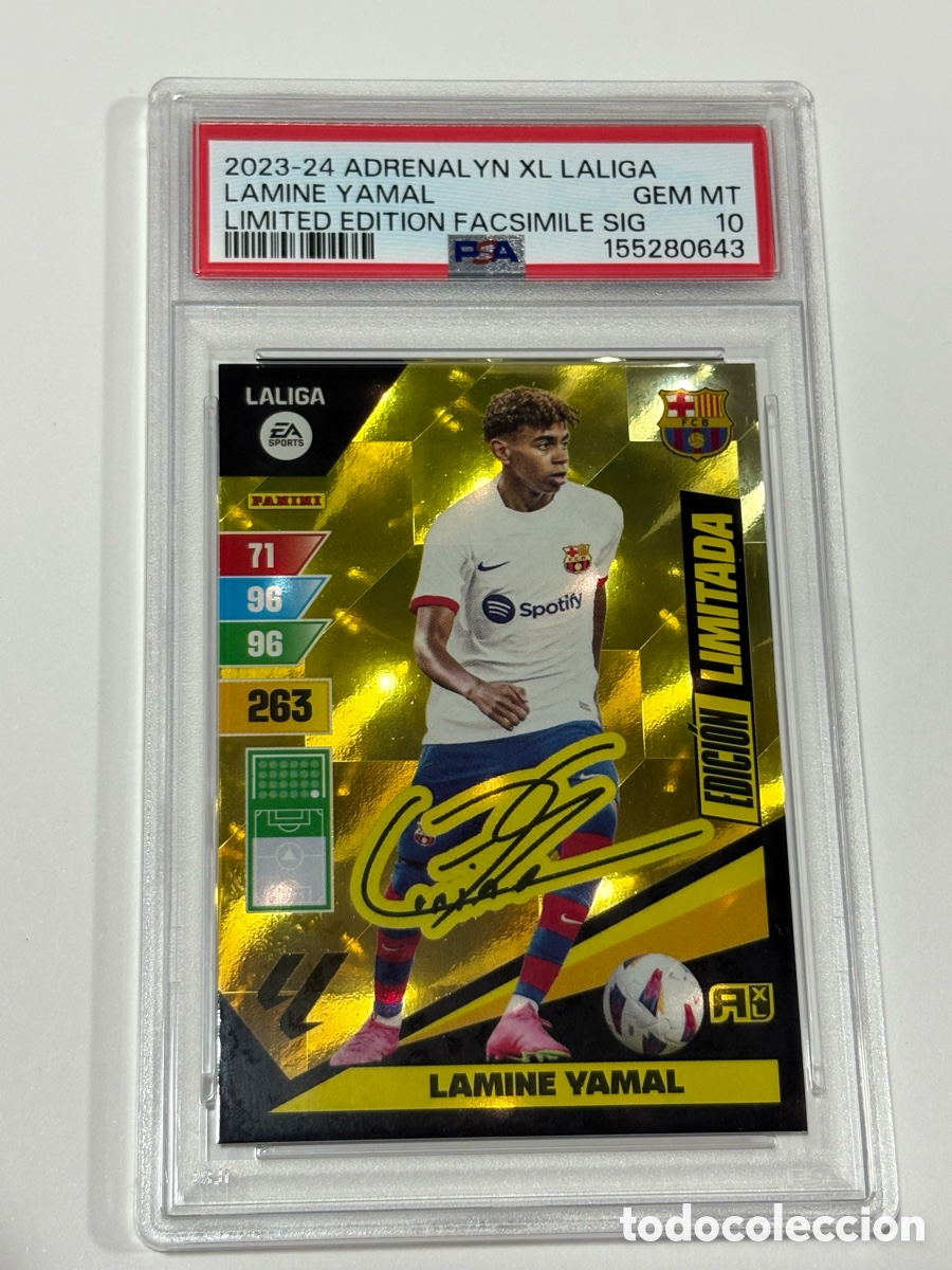 Cromos de f&uacute;tbol: Lamine Yamal PSA 10 Edicion Limitada Facsimil Signature Adrenalyn Rookie 2023-24