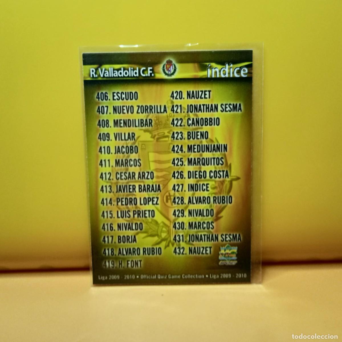 Cartes &agrave; collectionner de Football: MUNDICROMO 2009 2010 09 10 REAL VALLADOLID &Iacute;NDICE 427
