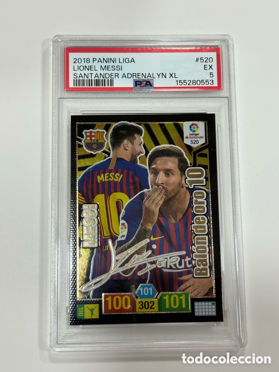 Cromos de f&uacute;tbol: 2018 PSA 5 PANINI LIGA SANTANDER ADRENALYN XL 520 LIONEL MESSI Bal&oacute;n de Oro 10