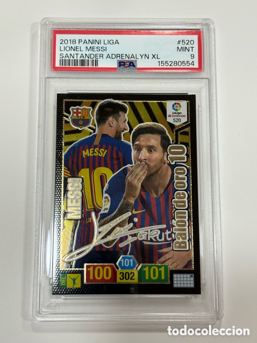 Cromos de f&uacute;tbol: 2018 PSA 9 PANINI LIGA SANTANDER ADRENALYN XL 520 LIONEL MESSI Bal&oacute;n de Oro 10