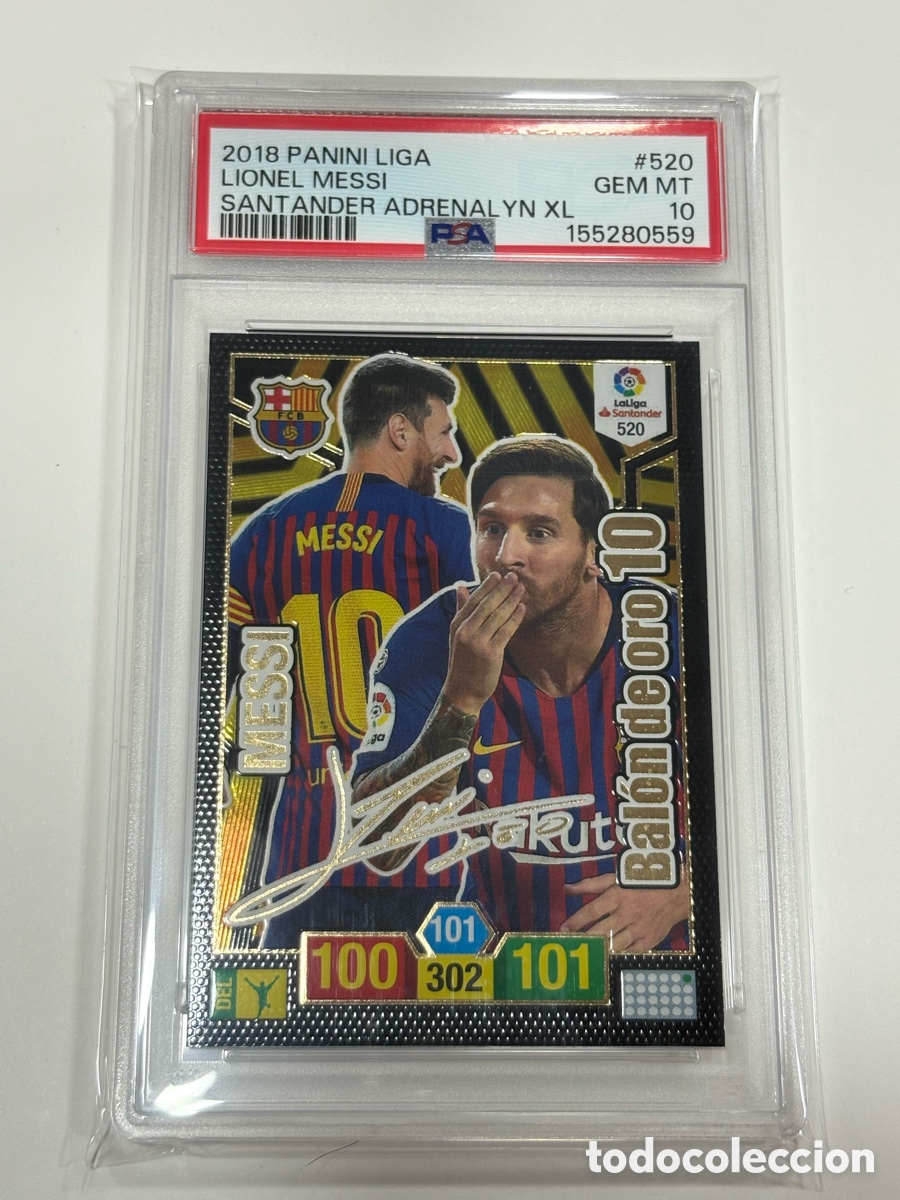 Cromos de f&uacute;tbol: 2018 PSA 10 PANINI LIGA SANTANDER ADRENALYN XL 520 LIONEL MESSI Bal&oacute;n de Oro 10