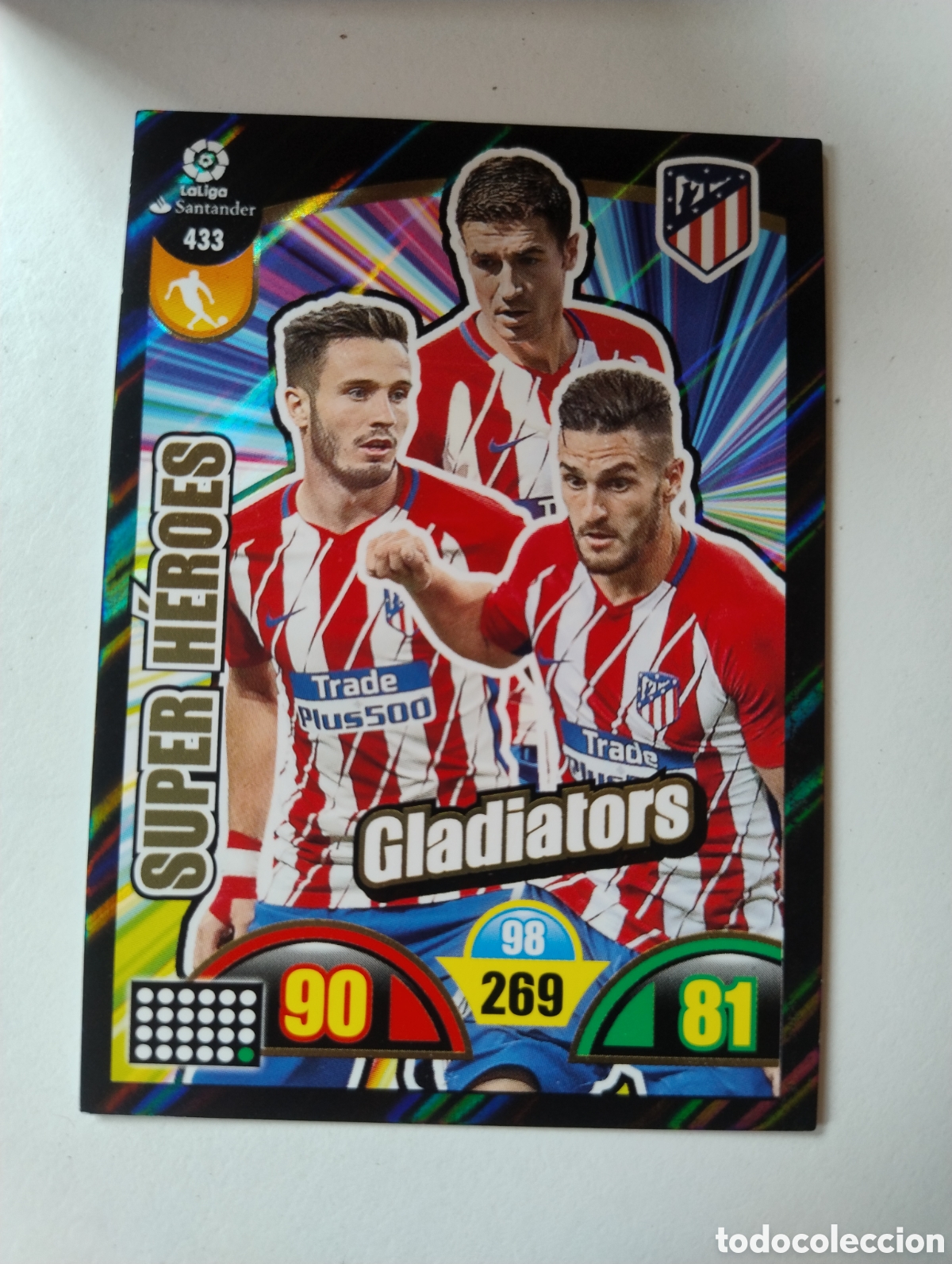 Cromos de f&uacute;tbol: 433 - Gladiators Sa&uacute;l, Koke y Gabi Super H&eacute;roes - Atl&eacute;tico de Madrid - Adrenalyn XL Liga 2917 - 2018