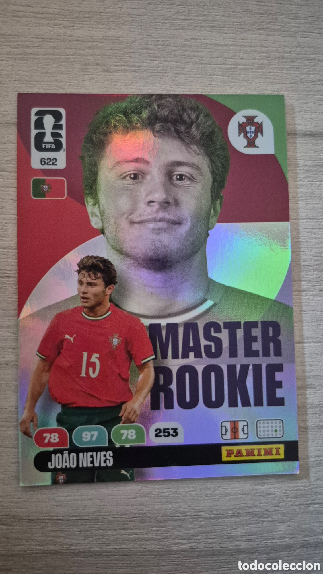 Cromos de f&uacute;tbol: N&deg;622 Master Rookie Jo&atilde;o Neves Adrenalyn FIFA World Cup 2026