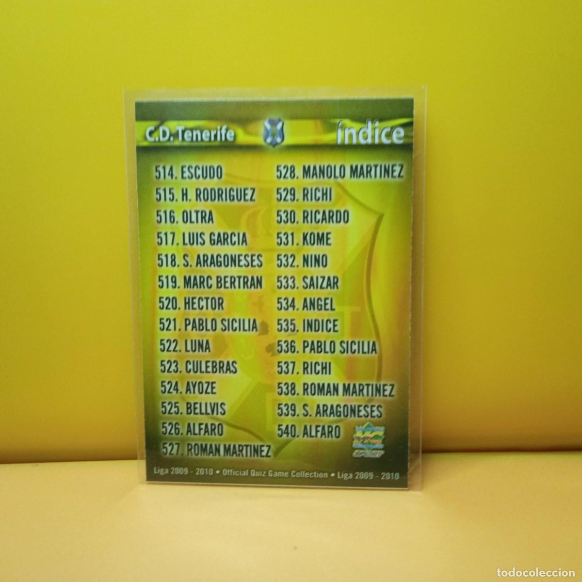 Cromos de f&uacute;tbol: MUNDICROMO 2009 2010 09 10 C.D TENERIFE &Iacute;NDICE 535
