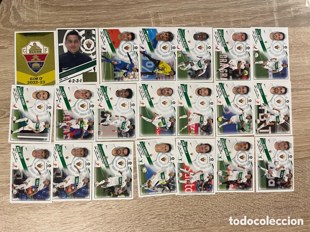 Cromos de f&uacute;tbol: ELCHE LIGA ESTE EDICIONES ESTE 2022 2023 22 23 LOTE B&Aacute;SICO COMPLETO