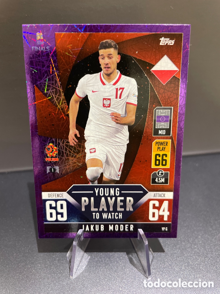 Figurine di Calcio: Moder YP6 Prizm Purple Topps Match Attax Road to Finals UEFA Nations League 2022-23 Polonia