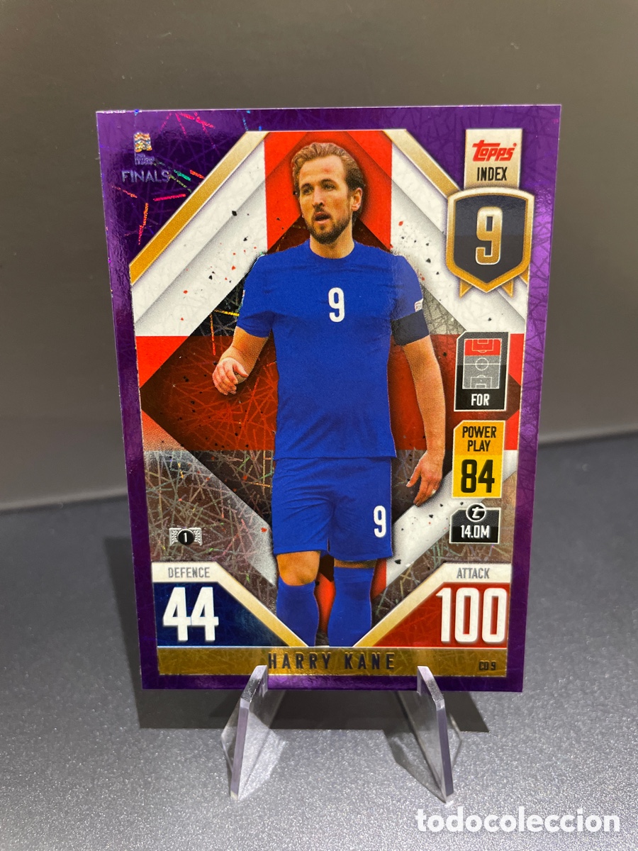 Figurine di Calcio: Harry Kane CD9 Prizm Purple Topps Match Attax Road to Finals UEFA Nations League 2022-23 Inglaterra