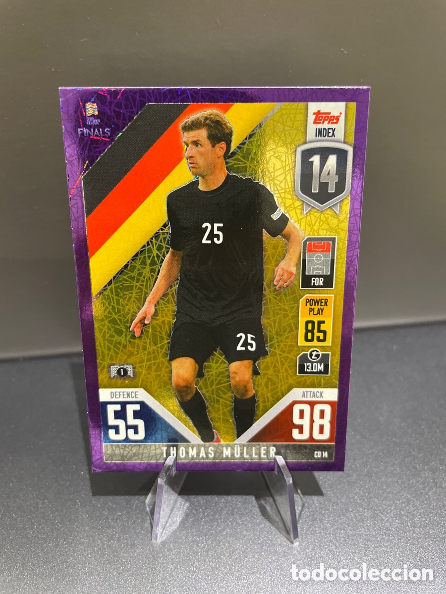 Cromos de f&uacute;tbol: Thomas Muller CD14 Prizm Purple Topps Match Attax Road to Finals UEFA Nations League 2022-23 Alemani