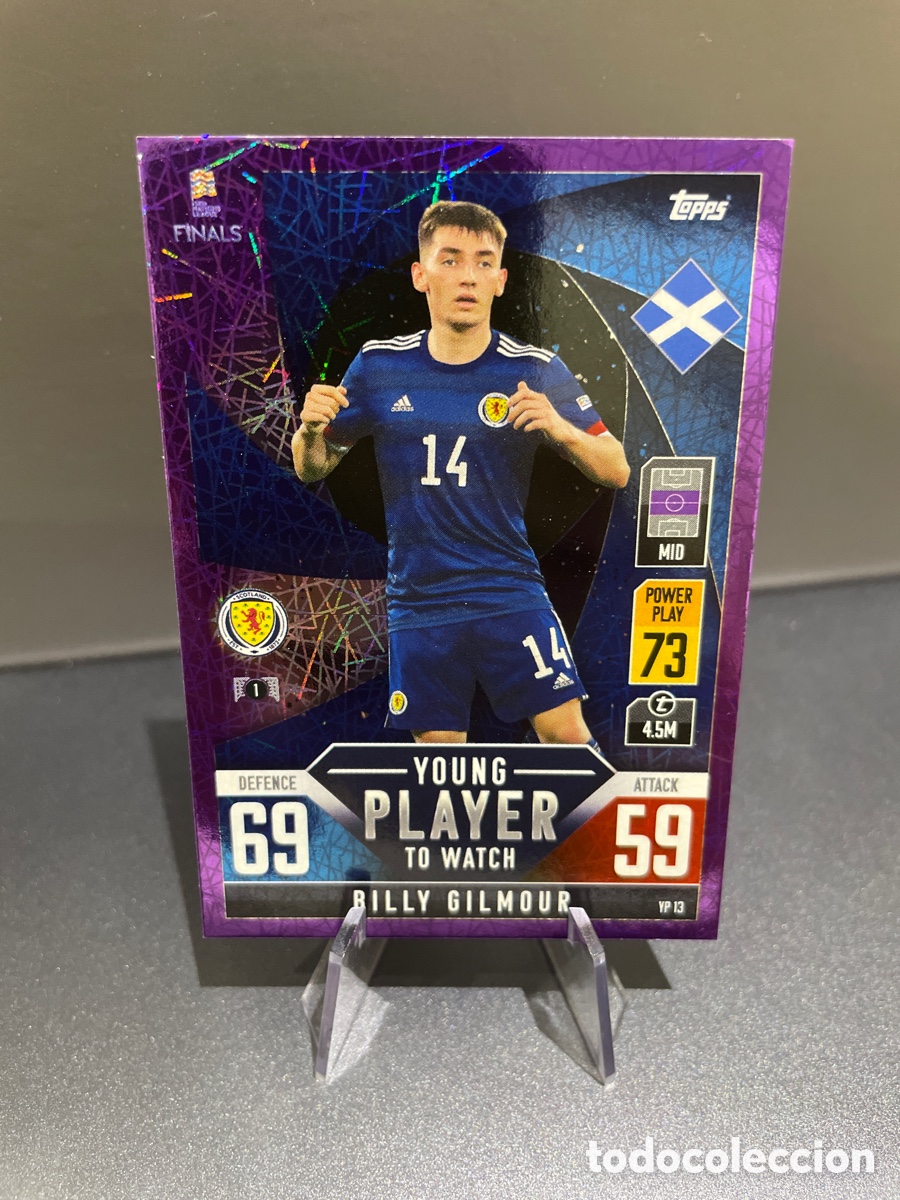 Cromos de f&uacute;tbol: Billy Gilmour YP13 Prizm Purple Topps Match Attax Road to Finals UEFA Nations League 2022-23 Escocia