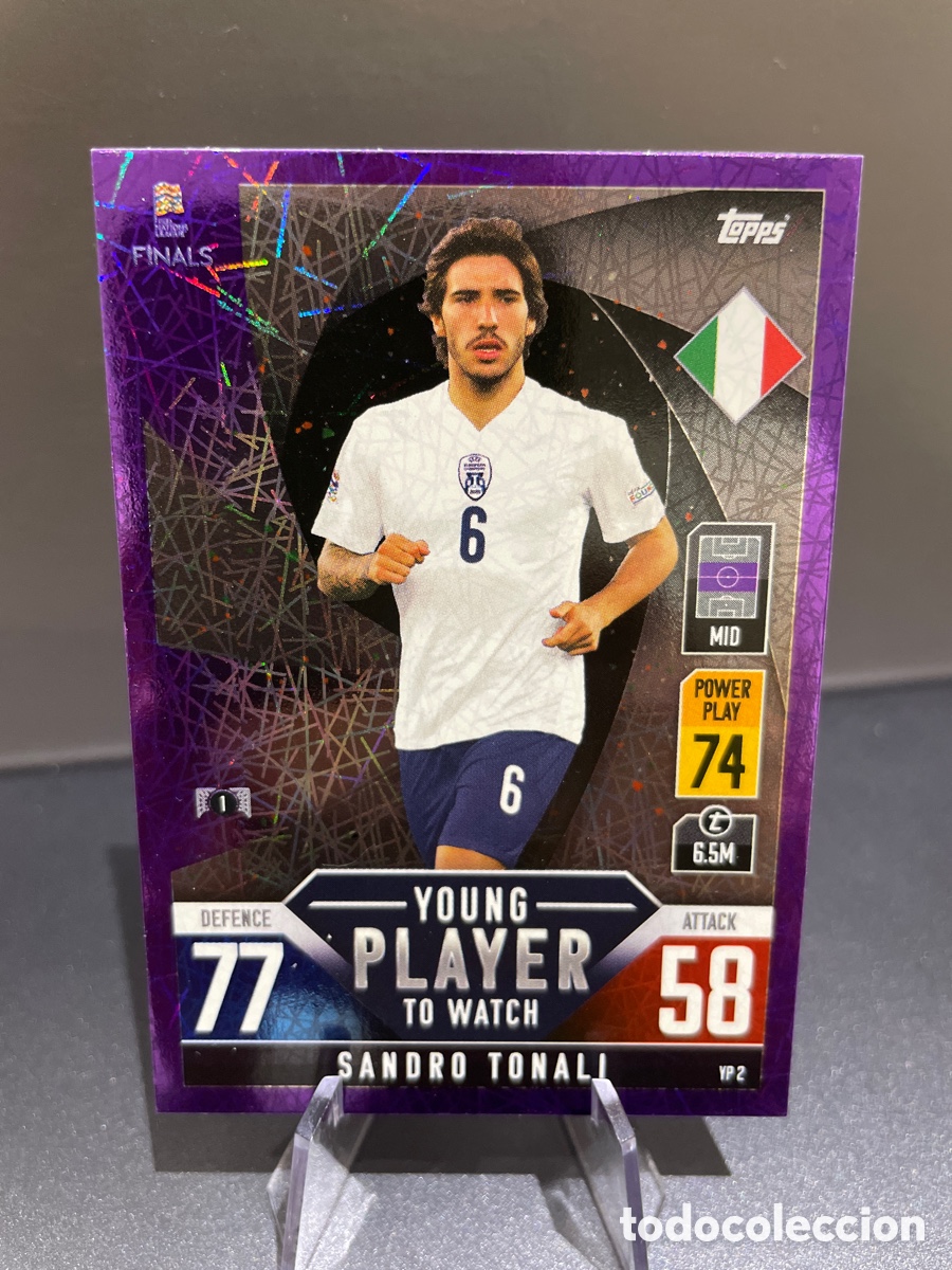 Cromos de f&uacute;tbol: Tonali YP2 Prizm Purple Topps Match Attax Road to Finals UEFA Nations League 2022-23 Italia