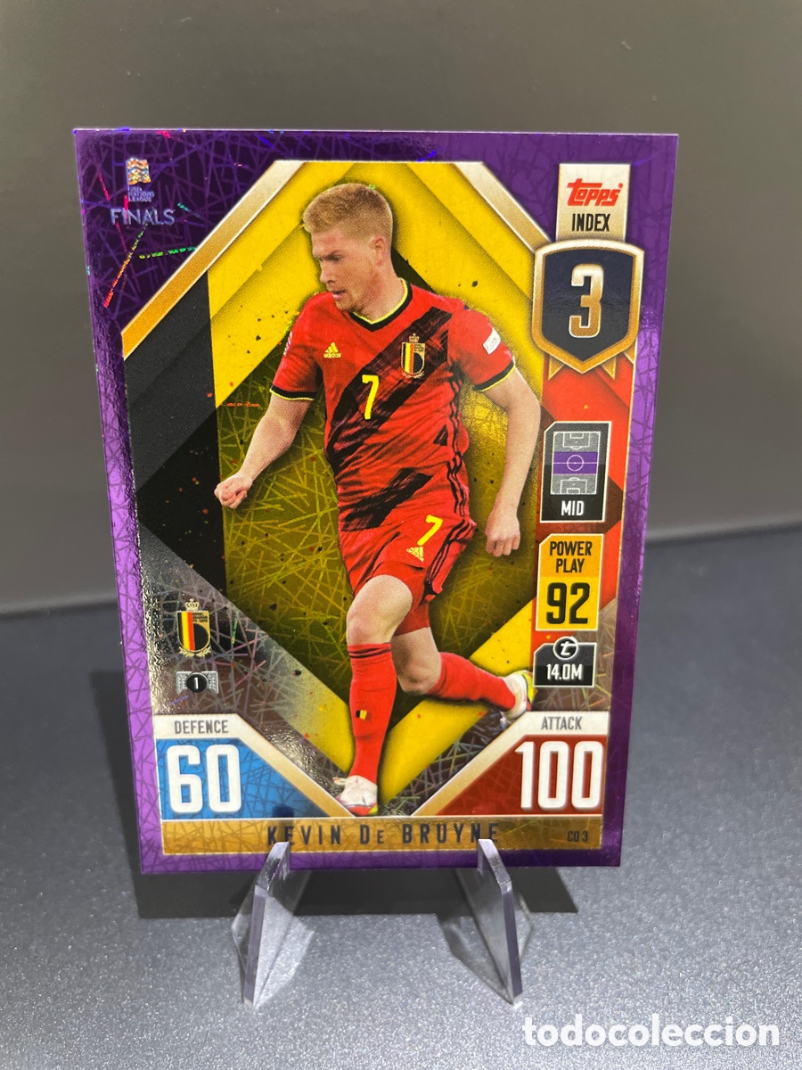 Cromos de f&uacute;tbol: De Bruyne CD3 Prizm Purple Topps Match Attax Road to Finals UEFA Nations League 2022-23 Belgica