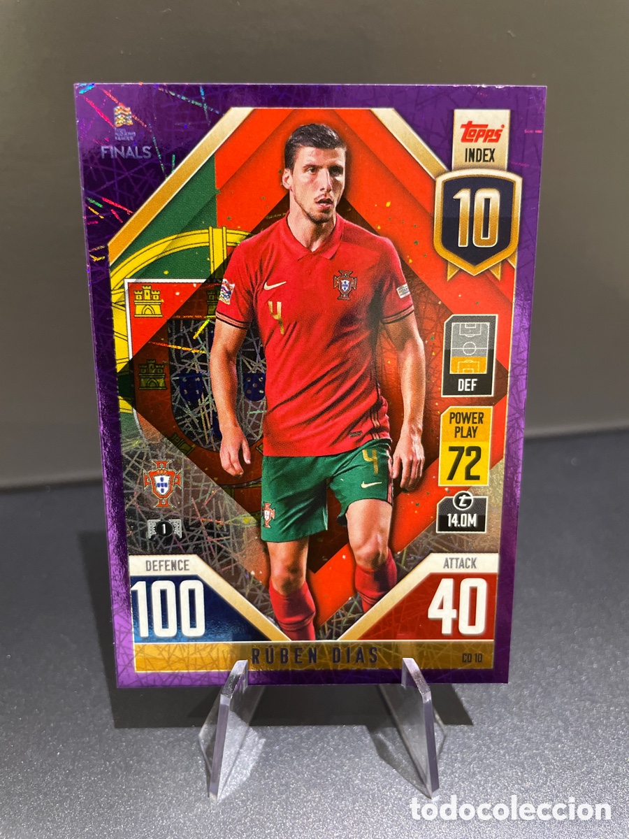 Cromos de f&uacute;tbol: Ruben Dias CD10 Prizm Purple Topps Match Attax Road to Finals UEFA Nations League 2022-23 Portugal