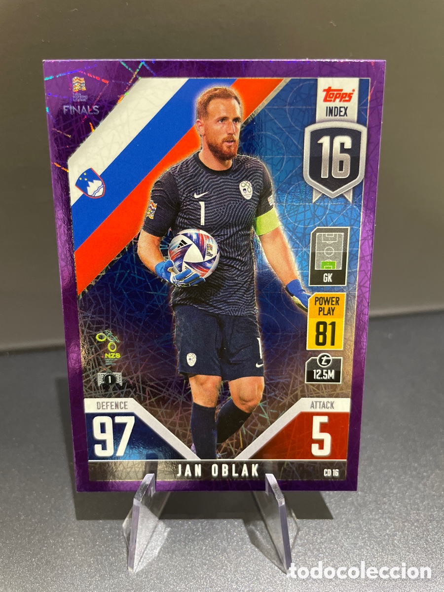 Cromos de f&uacute;tbol: Oblak CD16 Prizm Purple Topps Match Attax Road to Finals UEFA Nations League 2022-23 Eslovenia