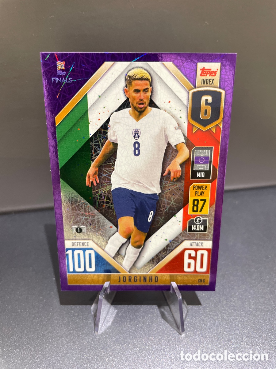 Cromos de f&uacute;tbol: Jorginho CD6 Prizm Purple Topps Match Attax Road to Finals UEFA Nations League 2022-23 Italia