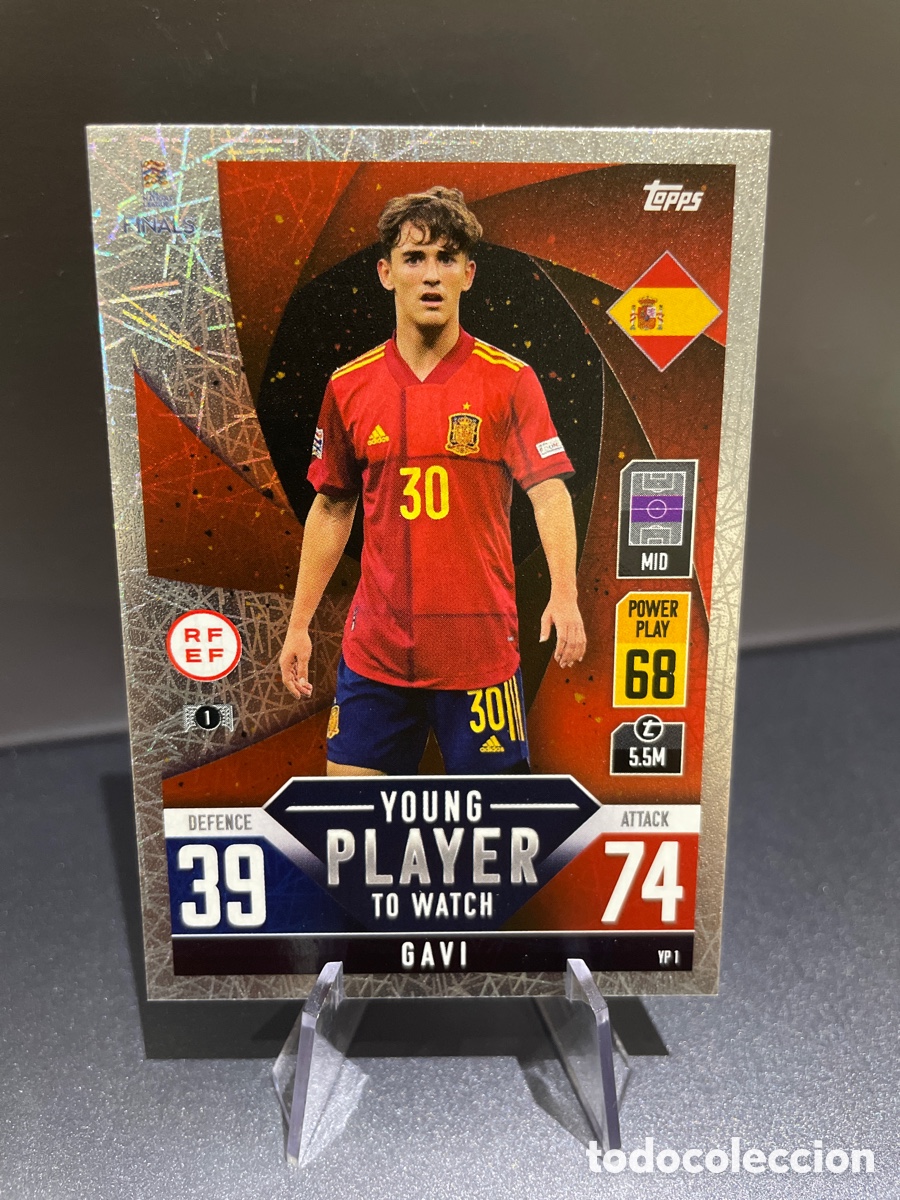 Cartes &agrave; collectionner de Football: Gavi YP 1 Prizm Paralela Topps Match Attax Road to Finals UEFA Nations League Espa&ntilde;a