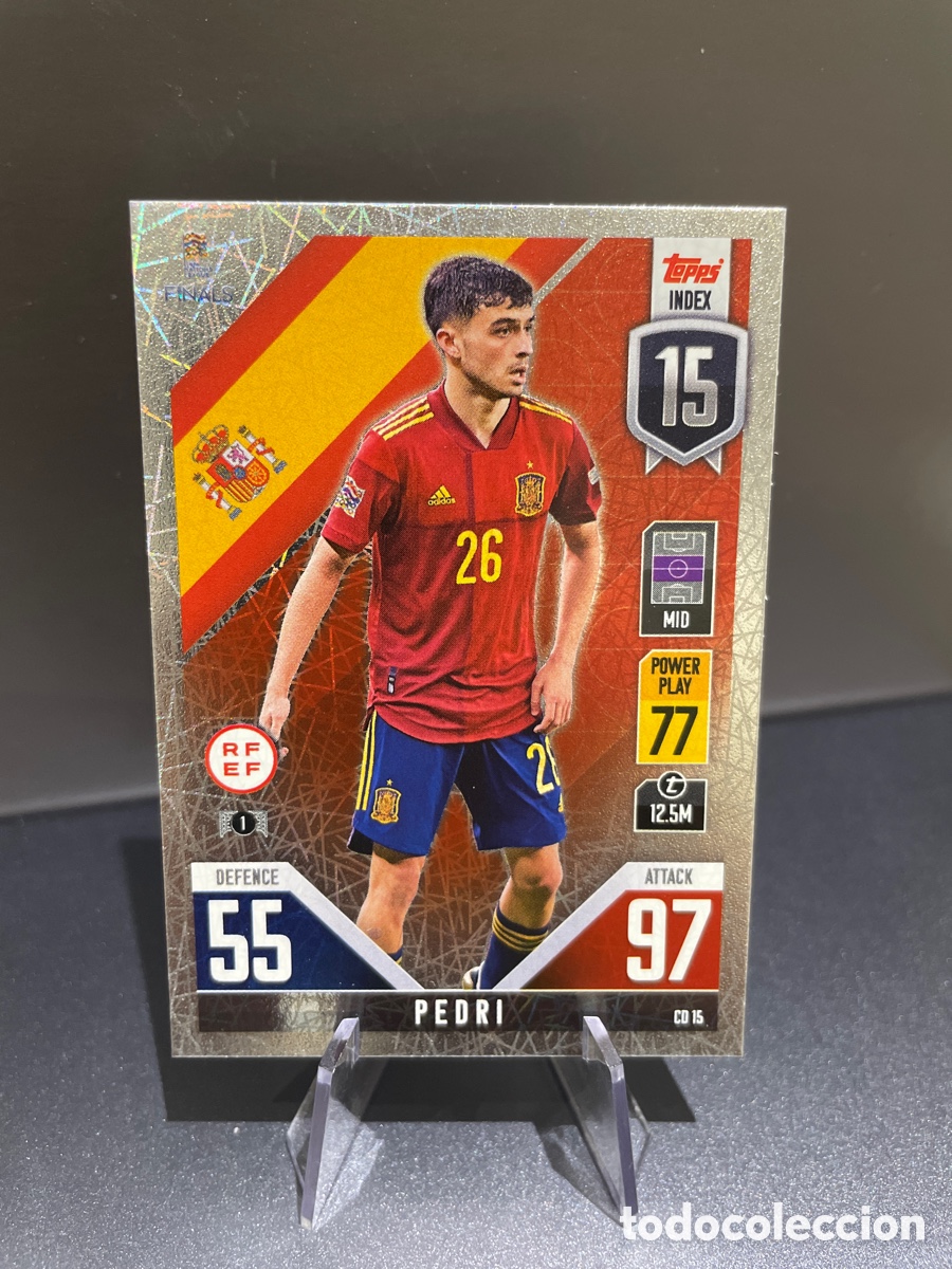 Cartes &agrave; collectionner de Football: Pedri CD 15 Prizm Paralela Topps Match Attax Road to Finals UEFA Nations League Espa&ntilde;a