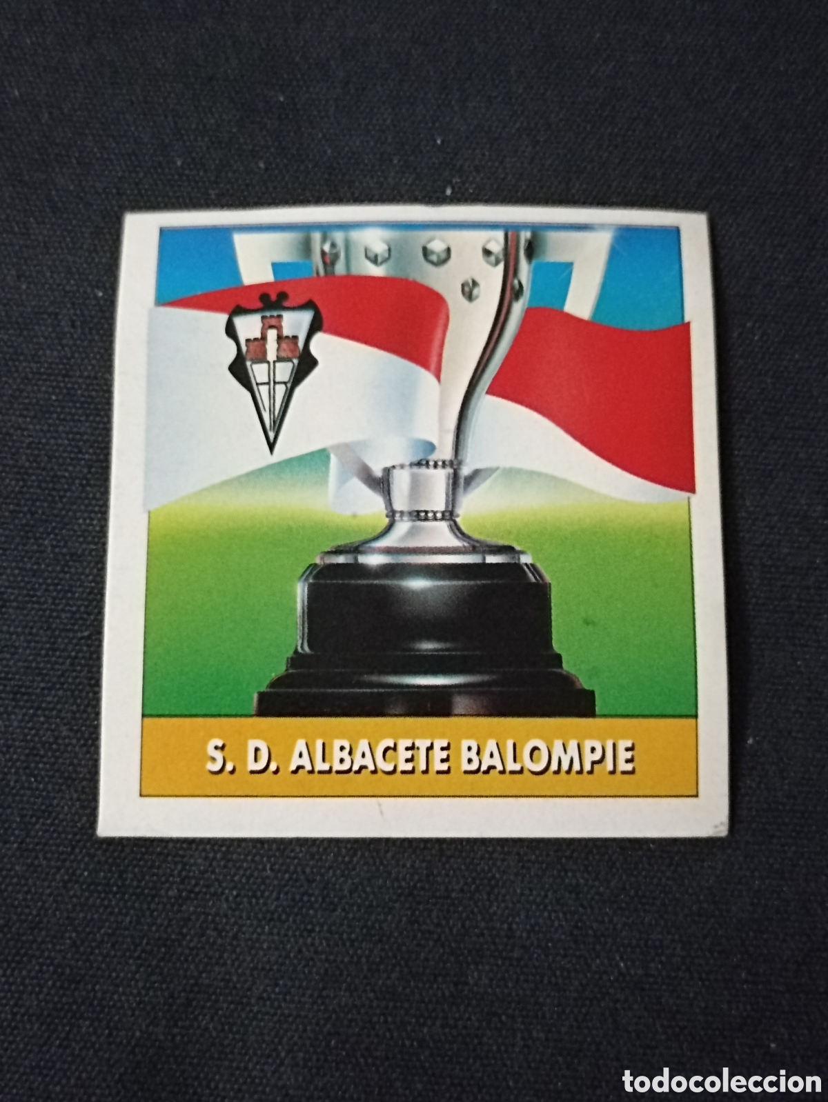 Football Stickers: Escudo y Bandera ( Albacete Balompi&eacute; ). Liga este 92-93. Nunca pegado
