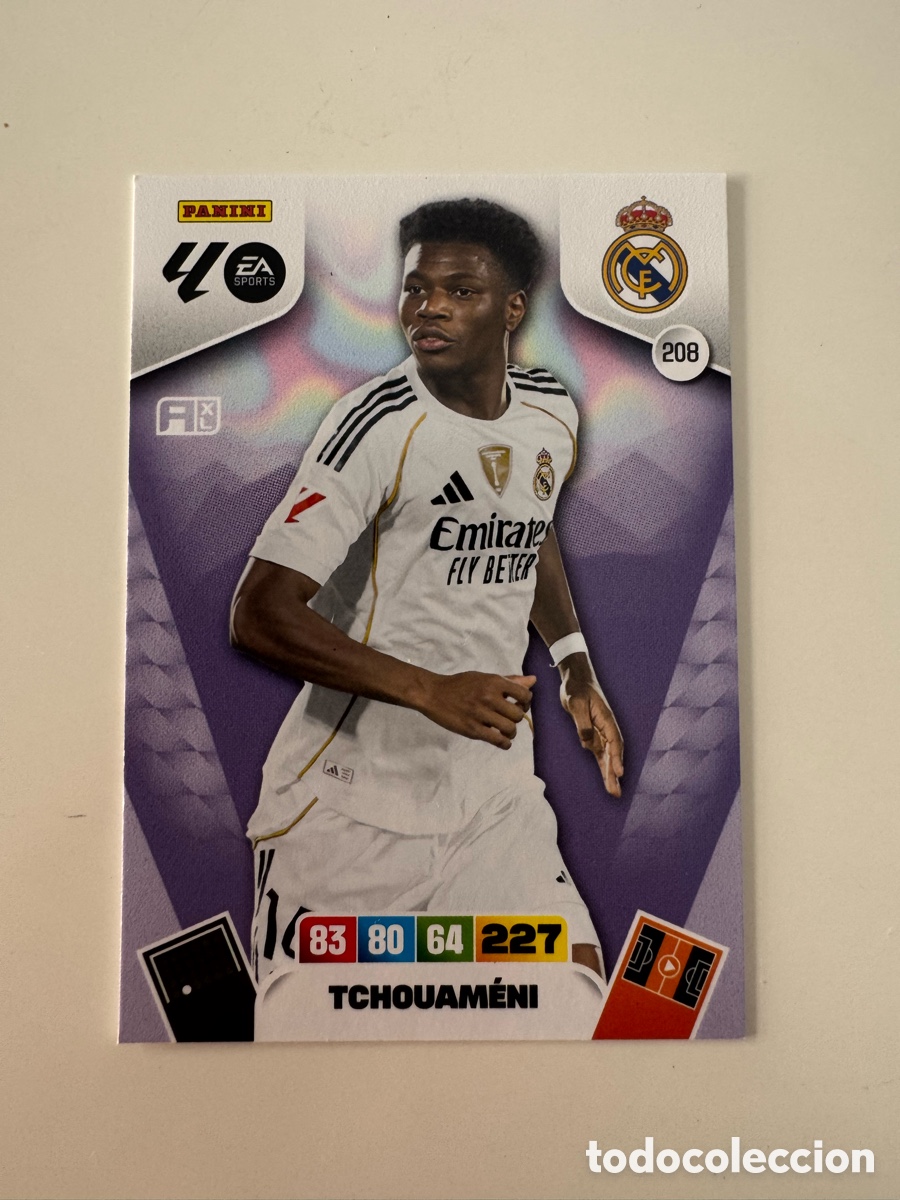 Figurine di Calcio: PANINI ADRENALYN XL LIGA 2025-2026 25-26 &ndash; Aur&eacute;lien Tchouam&eacute;ni Real Madrid CF N&ordm; 208