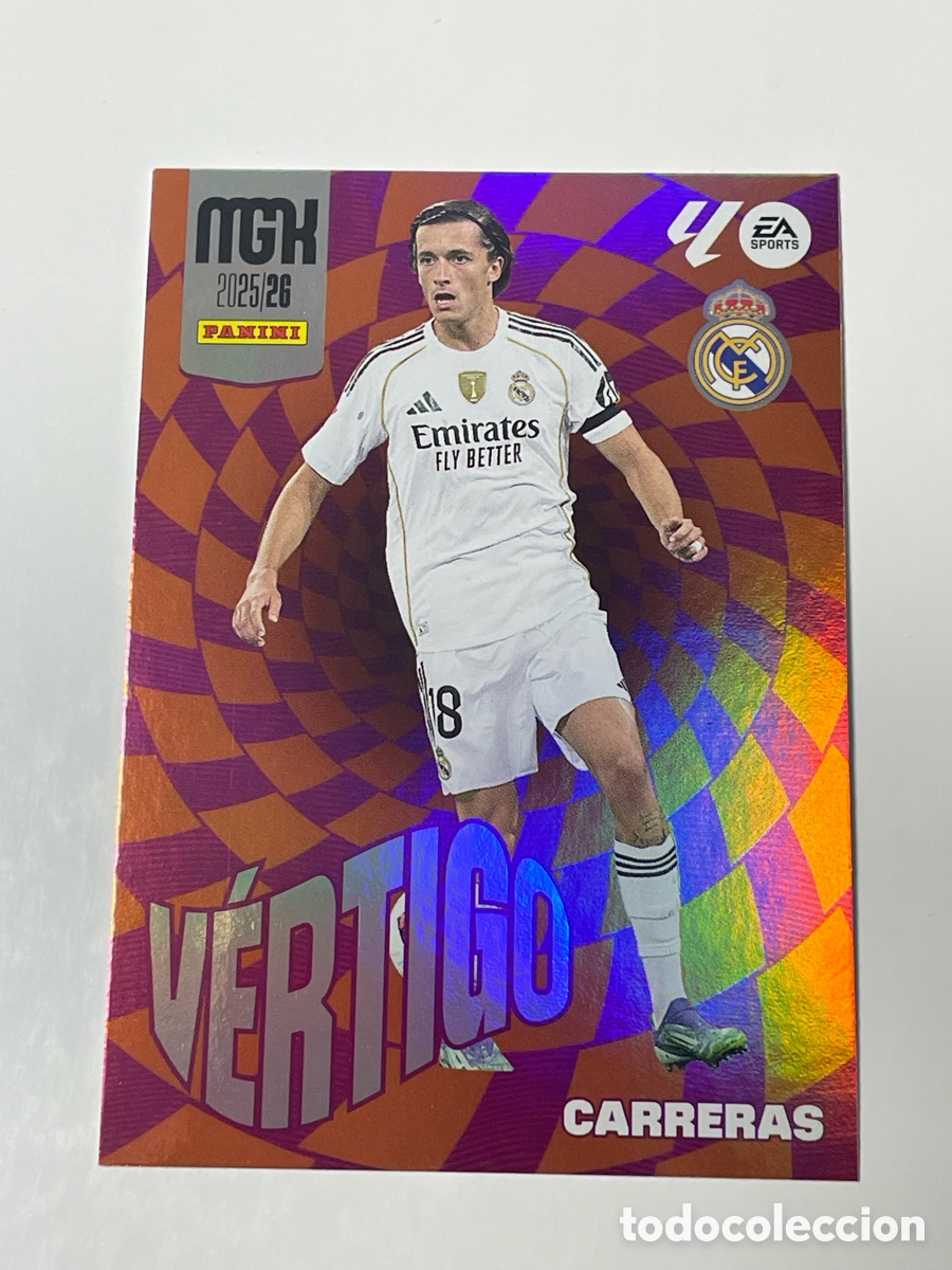 Cromos de f&uacute;tbol: &Aacute;lvaro Carreras Real Madrid Panini Megacracks 2025/26 V&eacute;rtigo #508