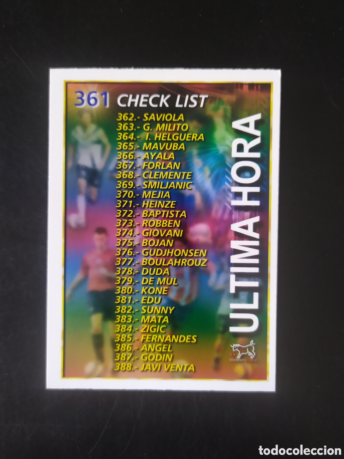 Cromos de f&uacute;tbol: Mundicromo ediciones estadio 2007 2008 07 08 check list &uacute;ltima hora n&deg; 361