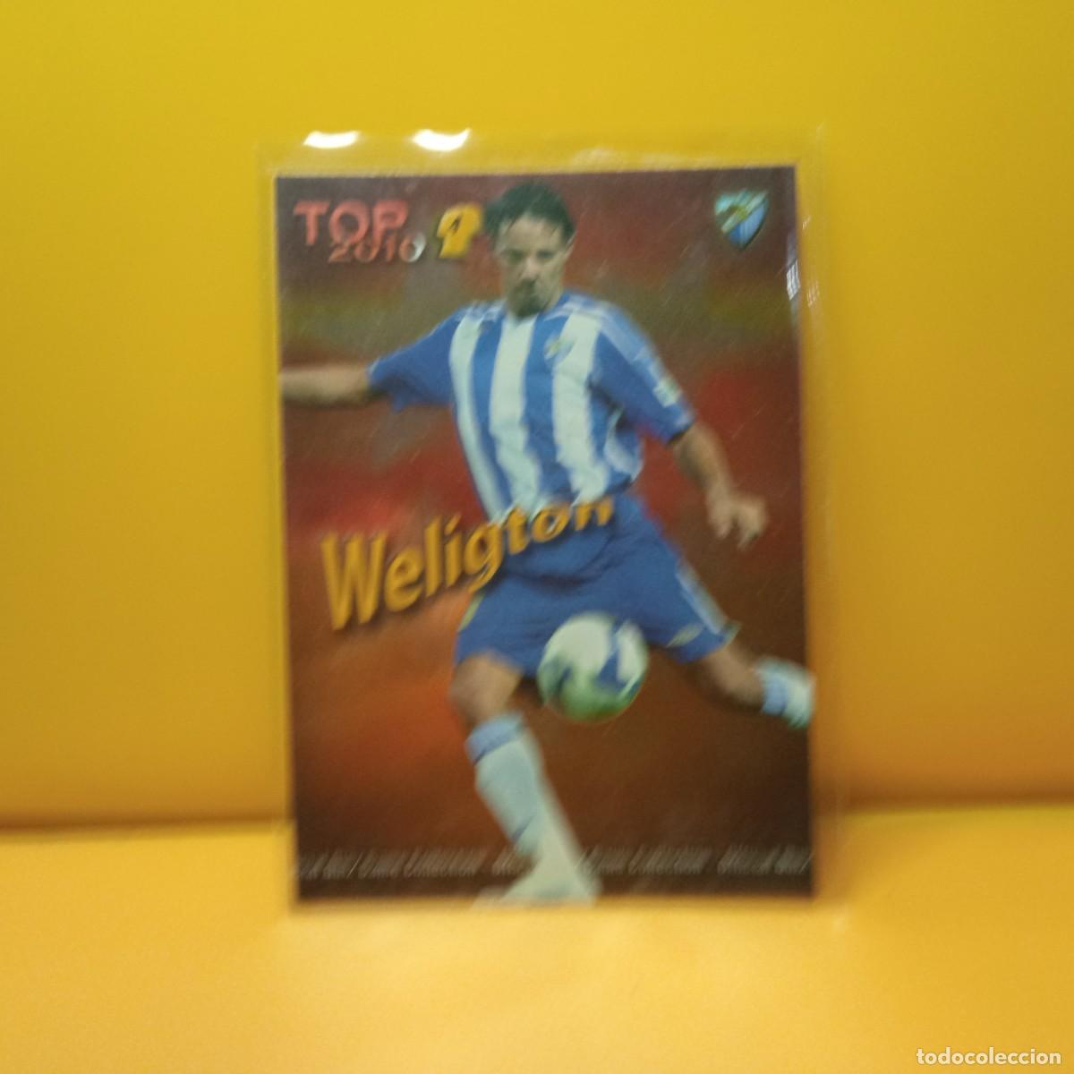 Cromos de f&uacute;tbol: WELIGTOM 562 M&Aacute;LAGA C.F, TOP BRILLO LISO ROJO , MUNDICROMO LIGA 2009 2010 09/10