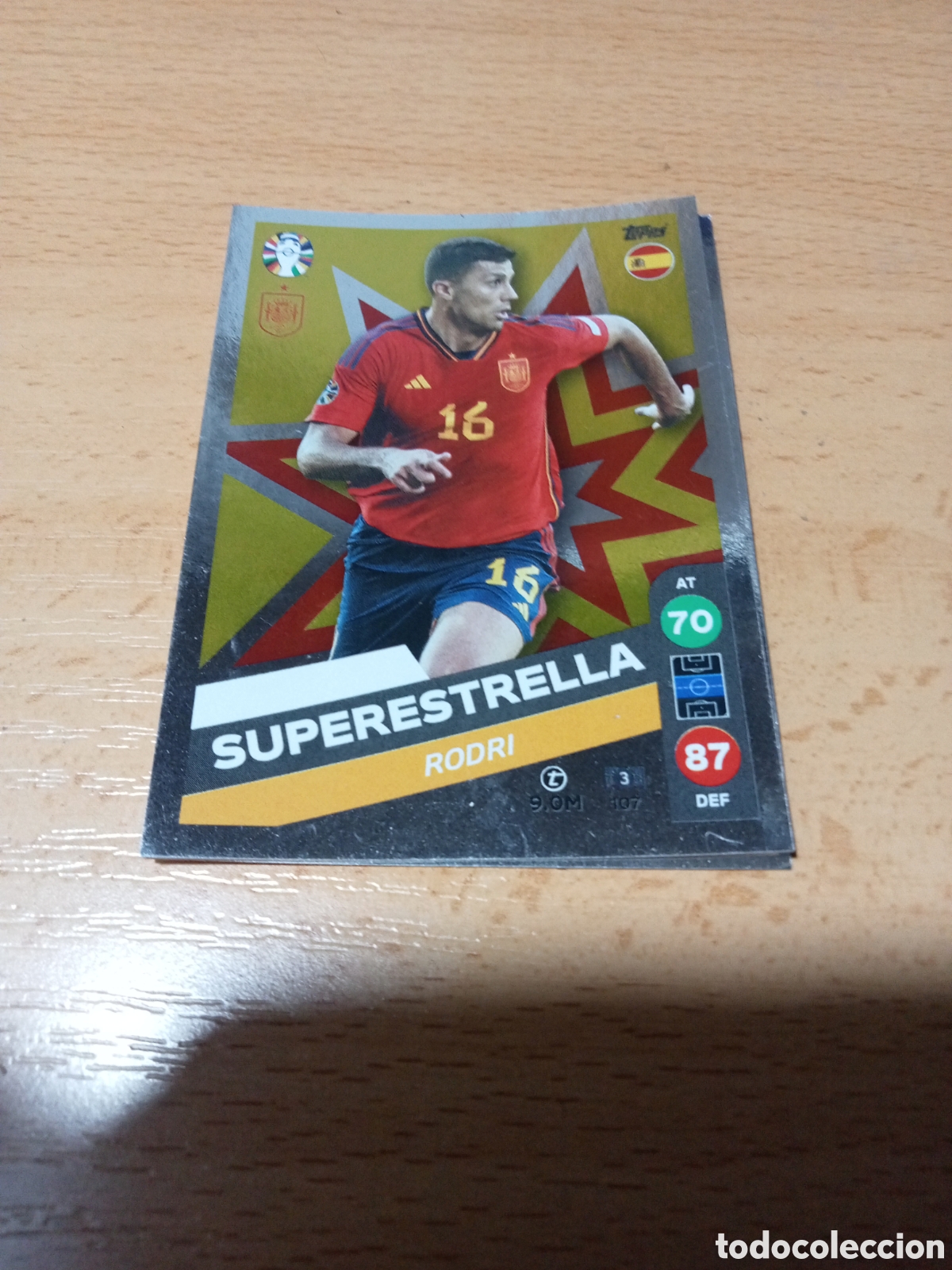 Cromos de f&uacute;tbol: cromo 107 Rodri uefa euro 2024 Germany