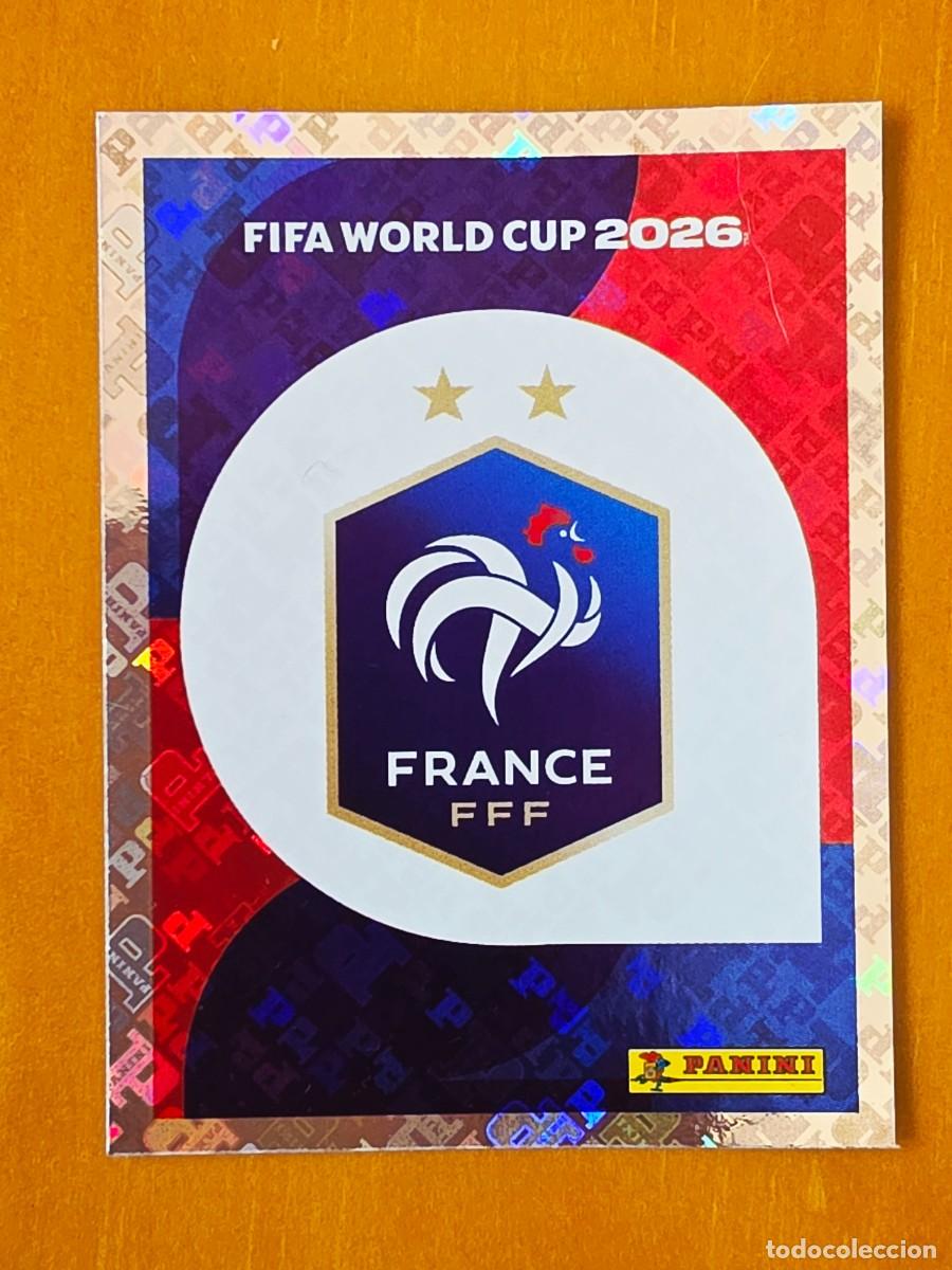 Cromos de f&uacute;tbol: FRA 1 Escudo logo emblema Francia, Panini FIFA World Cup Mundial 2026 Sticker