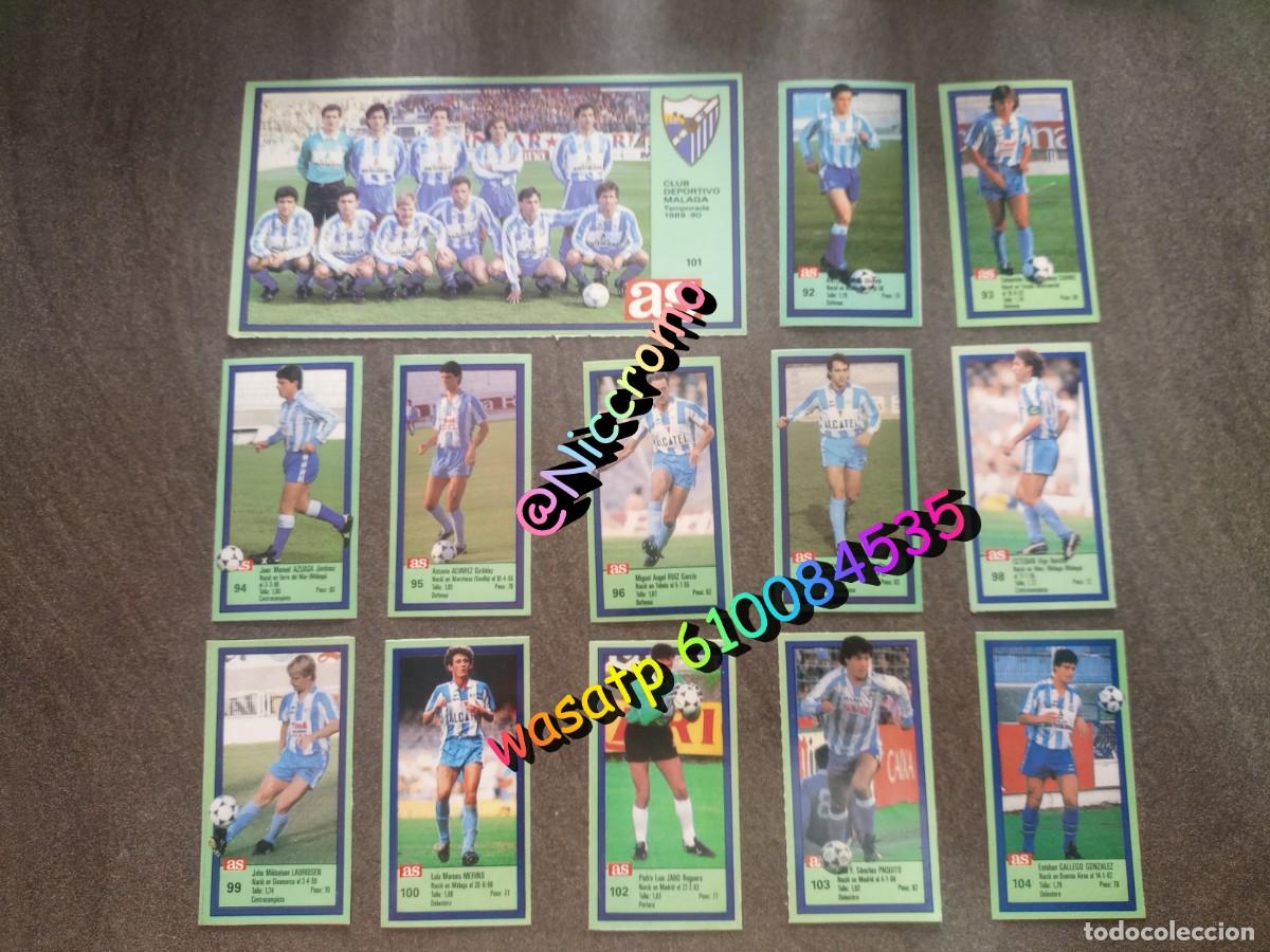 Cromos de f&uacute;tbol: malaga completo liga AS 89 90 sin pegar en muy buen estado liga futbol 1989 1990 no este