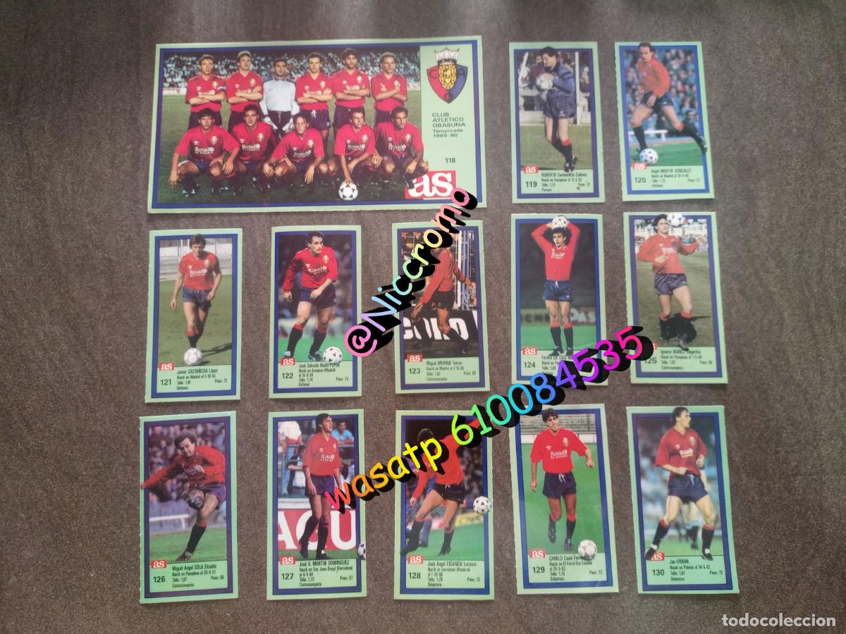 Cromos de f&uacute;tbol: osasuna completo liga AS 89 90 sin pegar en muy buen estado liga futbol 1989 1990 no este