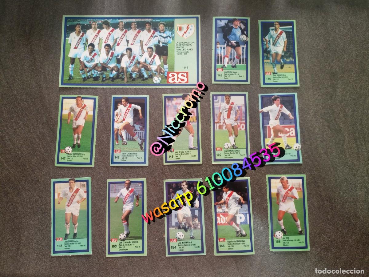 Cromos de f&uacute;tbol: rayo vallecano completo liga AS 89 90 sin pegar en muy buen estado liga futbol 1989 1990 no este