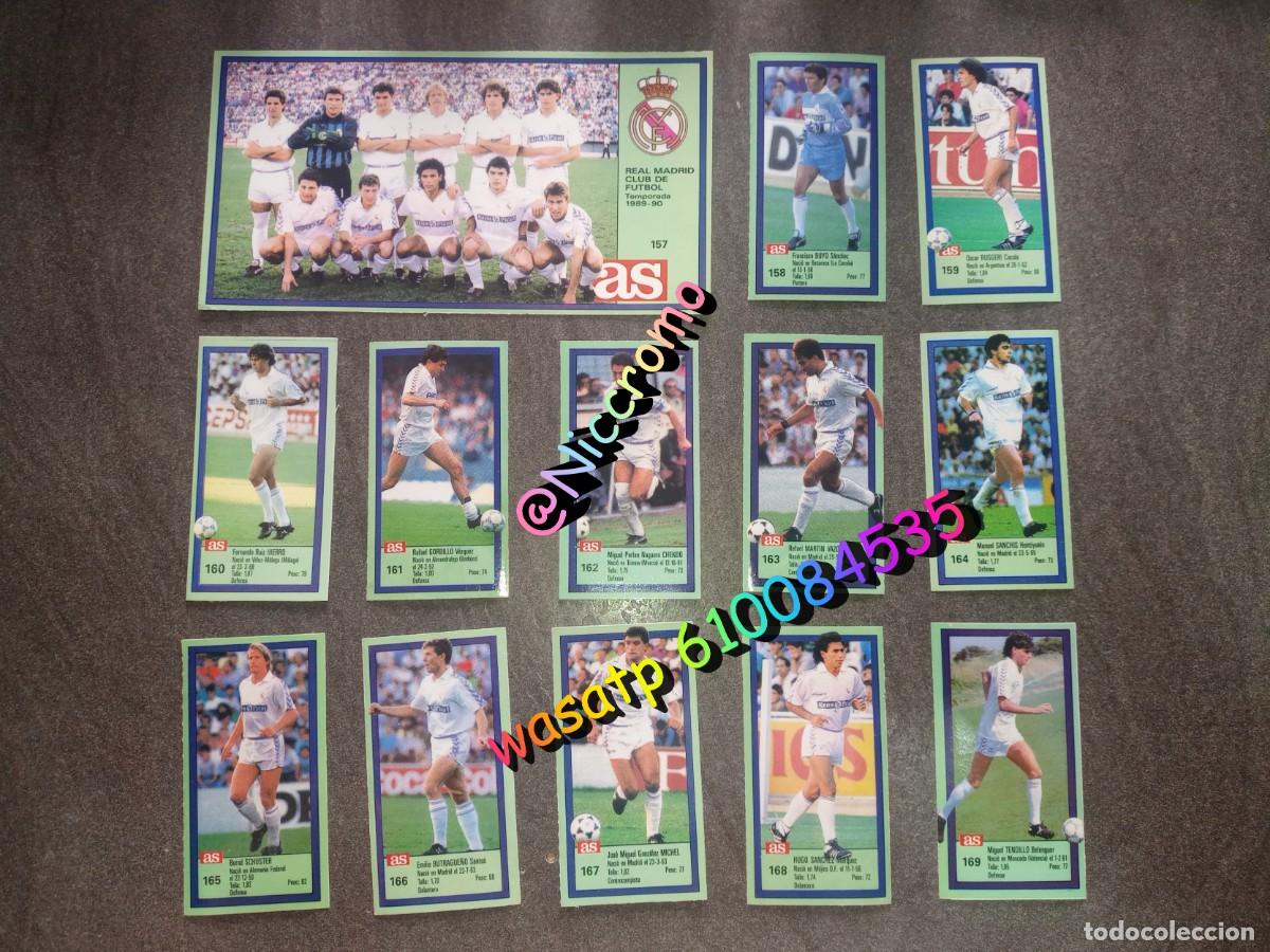Cromos de f&uacute;tbol: real madrid completo liga AS 89 90 sin pegar en muy buen estado liga futbol 1989 1990 no este