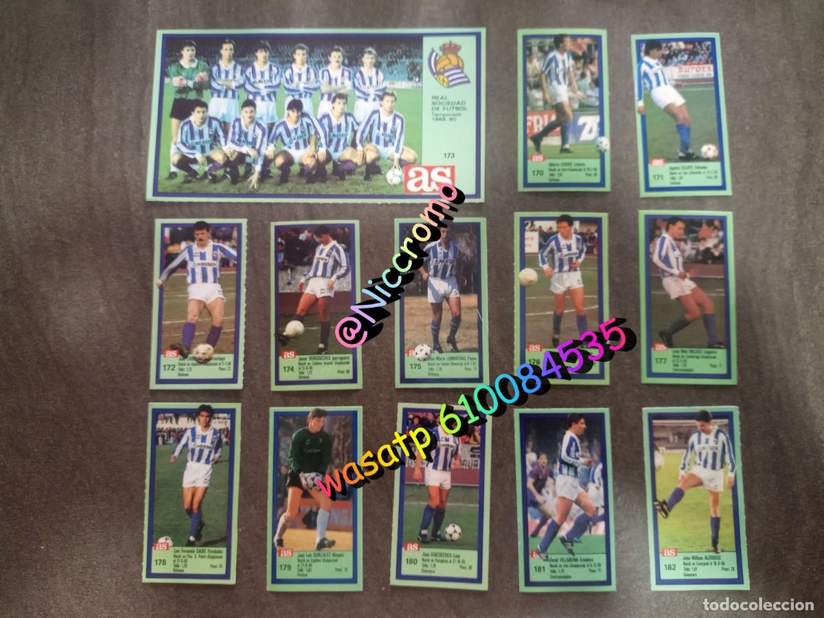 Cromos de f&uacute;tbol: real sociedad completo liga AS 89 90 sin pegar en muy buen estado liga futbol 1989 1990 no este