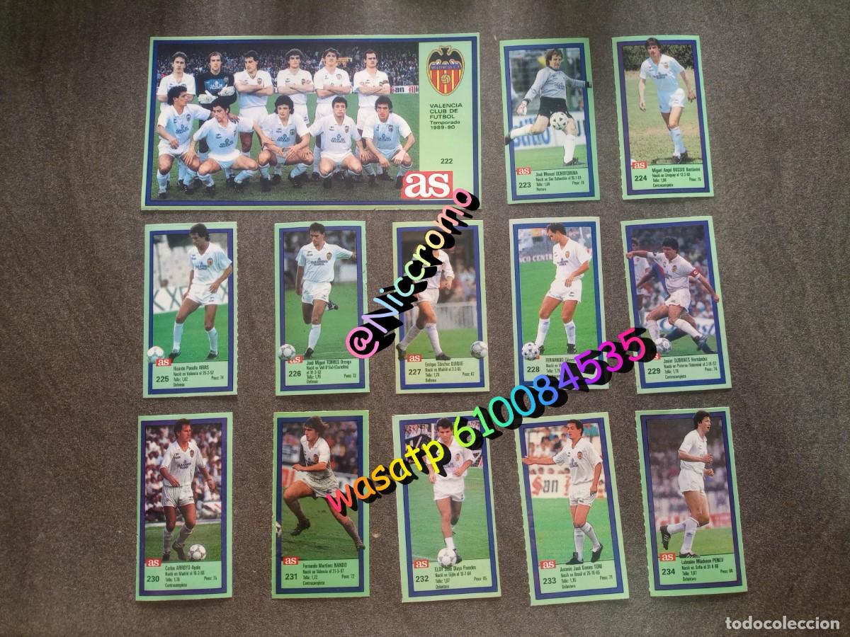 Cromos de f&uacute;tbol: valencia completo liga AS 89 90 sin pegar en muy buen estado liga futbol 1989 1990 no este