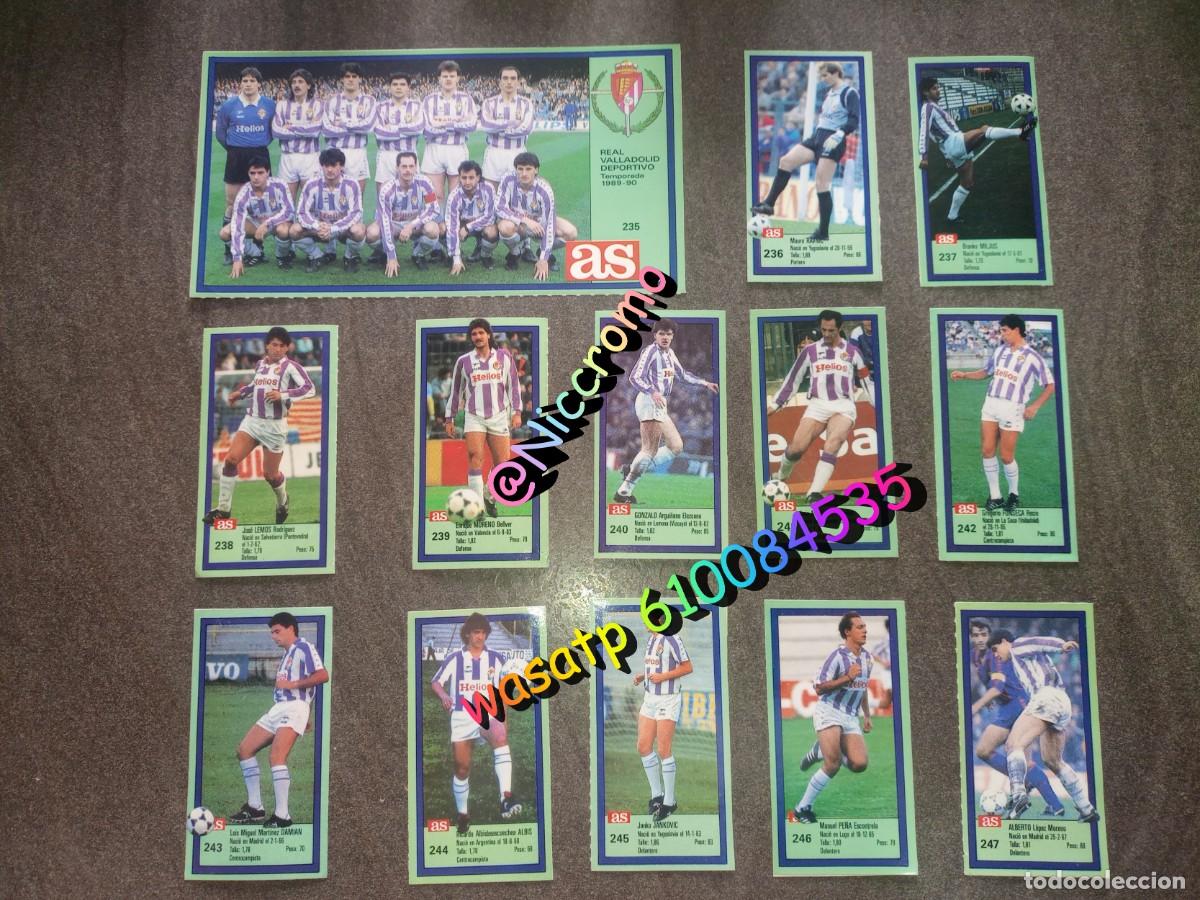 Cromos de f&uacute;tbol: real valladolid completo liga AS 89 90 sin pegar en muy buen estado liga futbol 1989 1990 no este