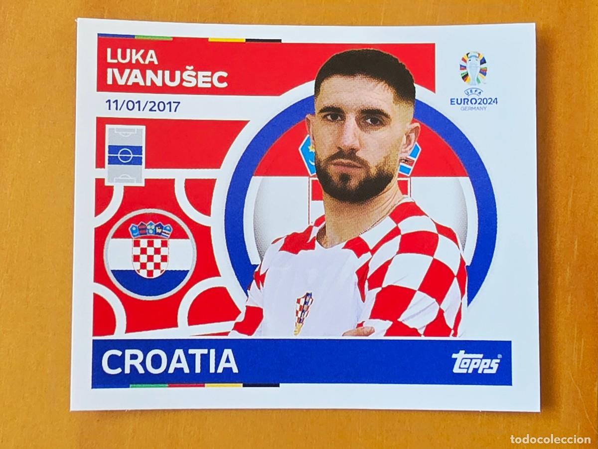 Cromos de f&uacute;tbol: CRO 16 Luka Ivanu&scaron;ec, Croacia, Topps UEFA Euro 2024, Eurocopa Germany 24 sticker