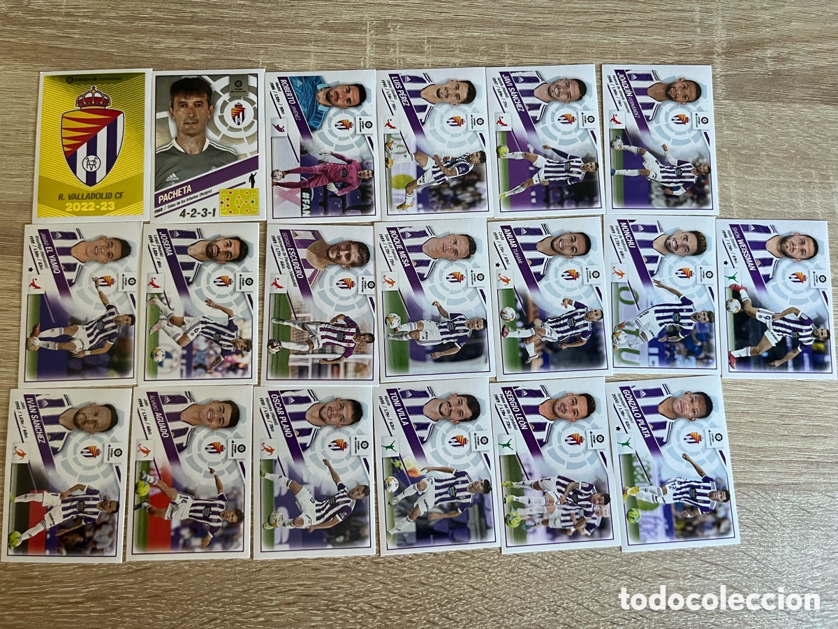 Cromos de f&uacute;tbol: REAL VALLADOLIDAD LIGA ESTE EDICIONES ESTE 2022 2023 22 23 LOTE B&Aacute;SICO COMPLETO