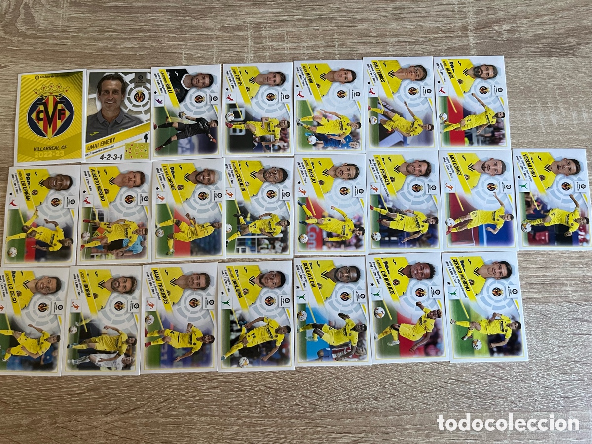 Cromos de f&uacute;tbol: VILLARREAL LIGA ESTE EDICIONES ESTE 2022 2023 22 23 VILLARREAL LOTE B&Aacute;SICO COMPLETO