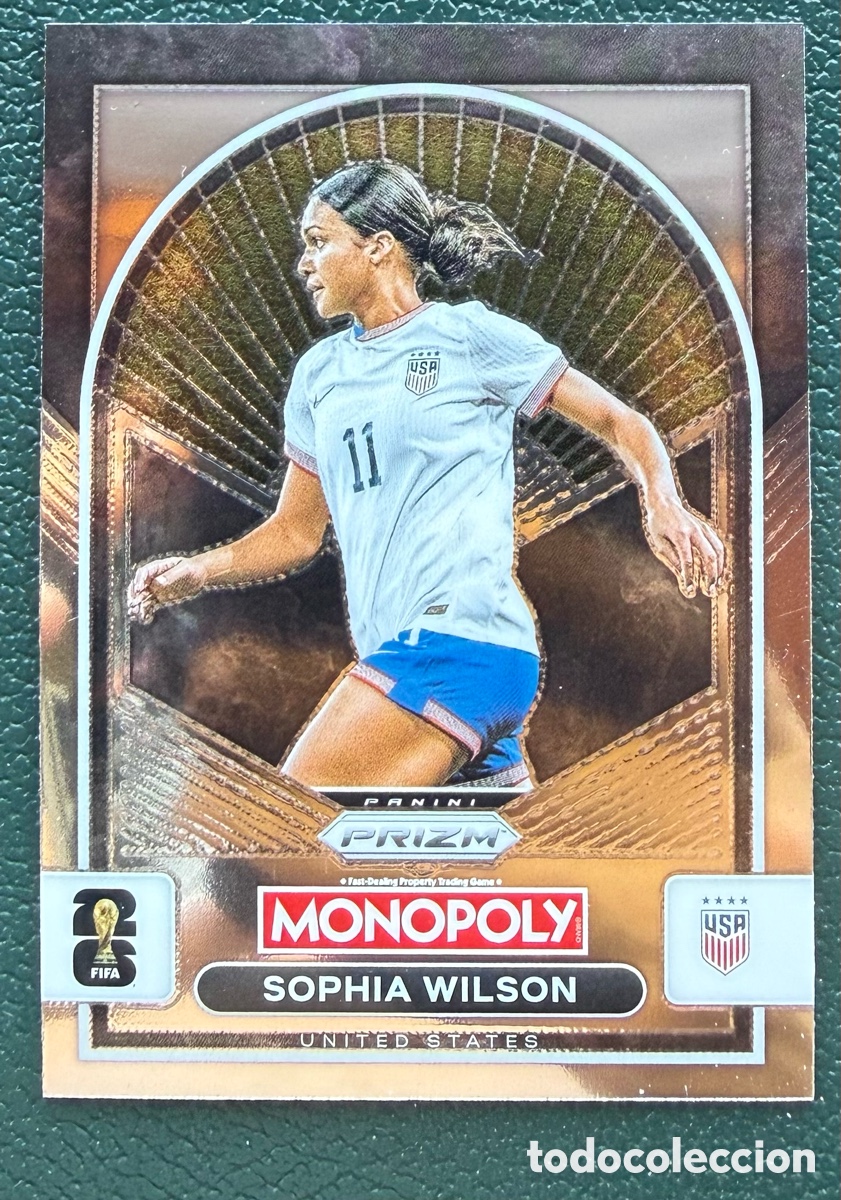 Cartes &agrave; collectionner de Football: 95 SOPHIA WILSON ESTADOS UNIDOS USA FICHAS ALBUM PANINI FIFA WORLD CUP MUNDIAL 2026 MONOPOLY PRIZM