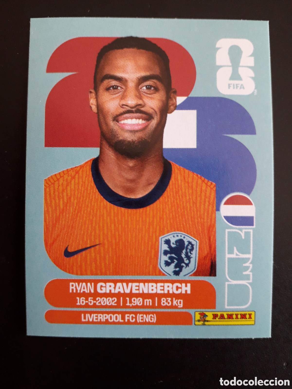 Cromos de f&uacute;tbol: GRAVENBERCH HOLANDA/PA&Iacute;SES BAJOS NED 11 MUNDIAL F&Uacute;TBOL 2026 FIFA WORLD CUP PANINI PEDIDO M&Iacute;NIMO 3&euro;