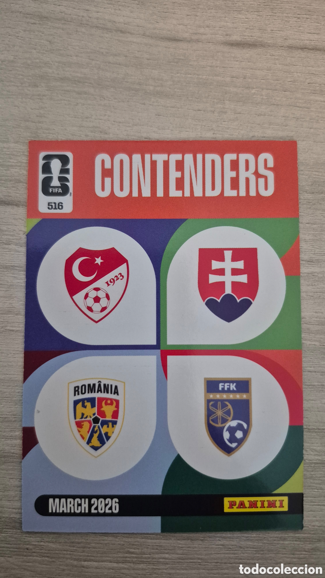Cromos de f&uacute;tbol: N&deg;516 Contenders TUR-ROU/SVK-KOS Adrenalyn FIFA World Cup 2026