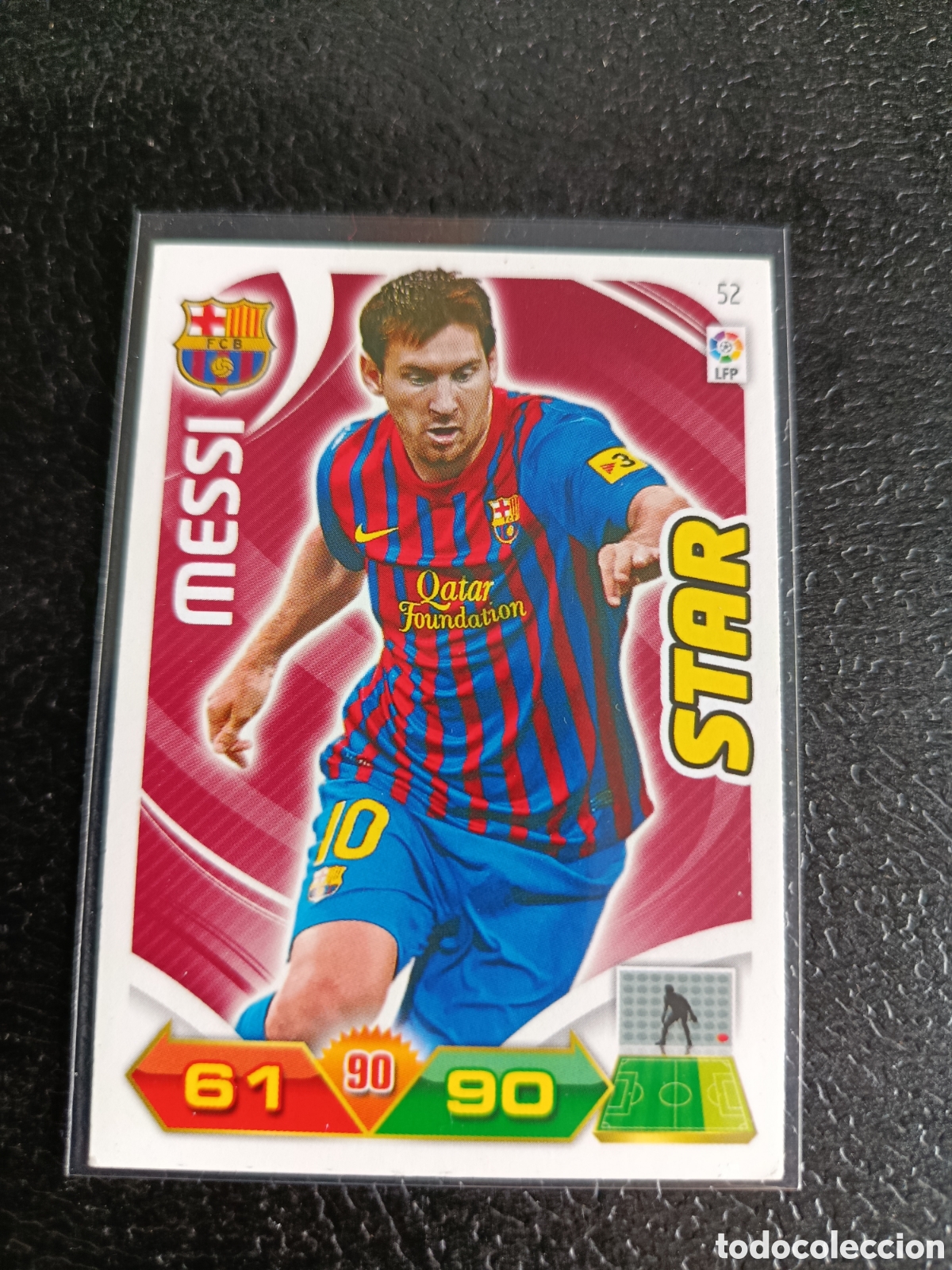 Cromos de f&uacute;tbol: Cromo Ficha 52 MESSI STAR Barcelona. Trading cards Adrenalyn XL Liga 2011 2012 Panini 11 12