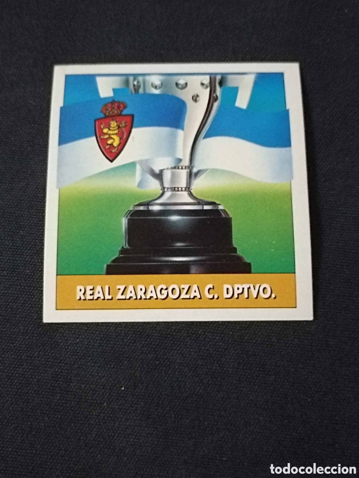 Cromos de f&uacute;tbol: Escudo y Bandera ( Real Zaragoza ). Liga este 92-93. Nunca pegado