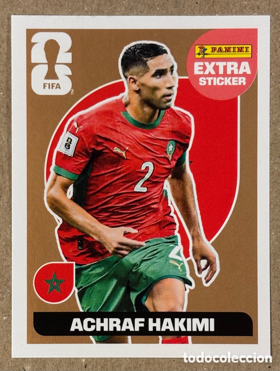 Cromos de f&uacute;tbol: ACHRAF HAKIMI (MARRUECOS). CROMO EXTRA STICKER BRONCE PANINI FIFA WORLD CUP 2026.