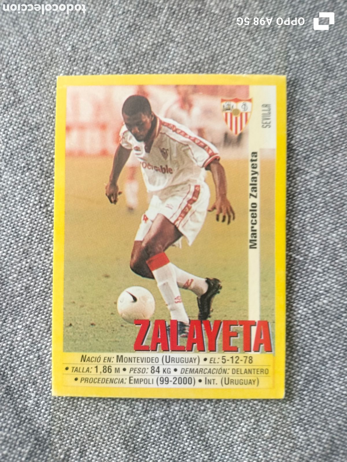Cromos de f&uacute;tbol: Cromo 376a 376 a Zalayeta Sevilla Panini liga temporada 99 00 1999 2000