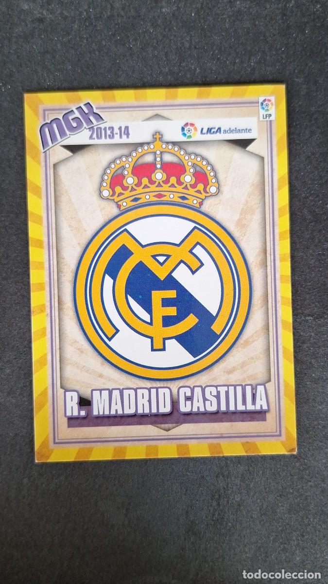 Cromos de f&uacute;tbol: L1 ESCUDO REAL MADRID CASTILLA LIGA ADELANTE SEGUNDA DIVISION 422 PANINI MEGACRACKS 2013 2014 13 14