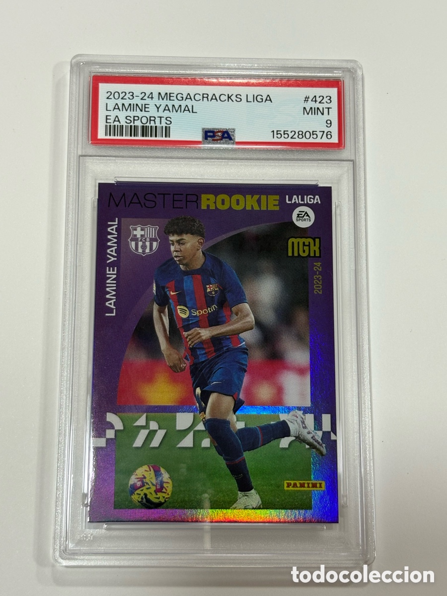 Cromos de f&uacute;tbol: Lamine Yamal 423 PSA 9 Master Rookie Megacracks 23 24 MGK RK Panini 2023-24 423